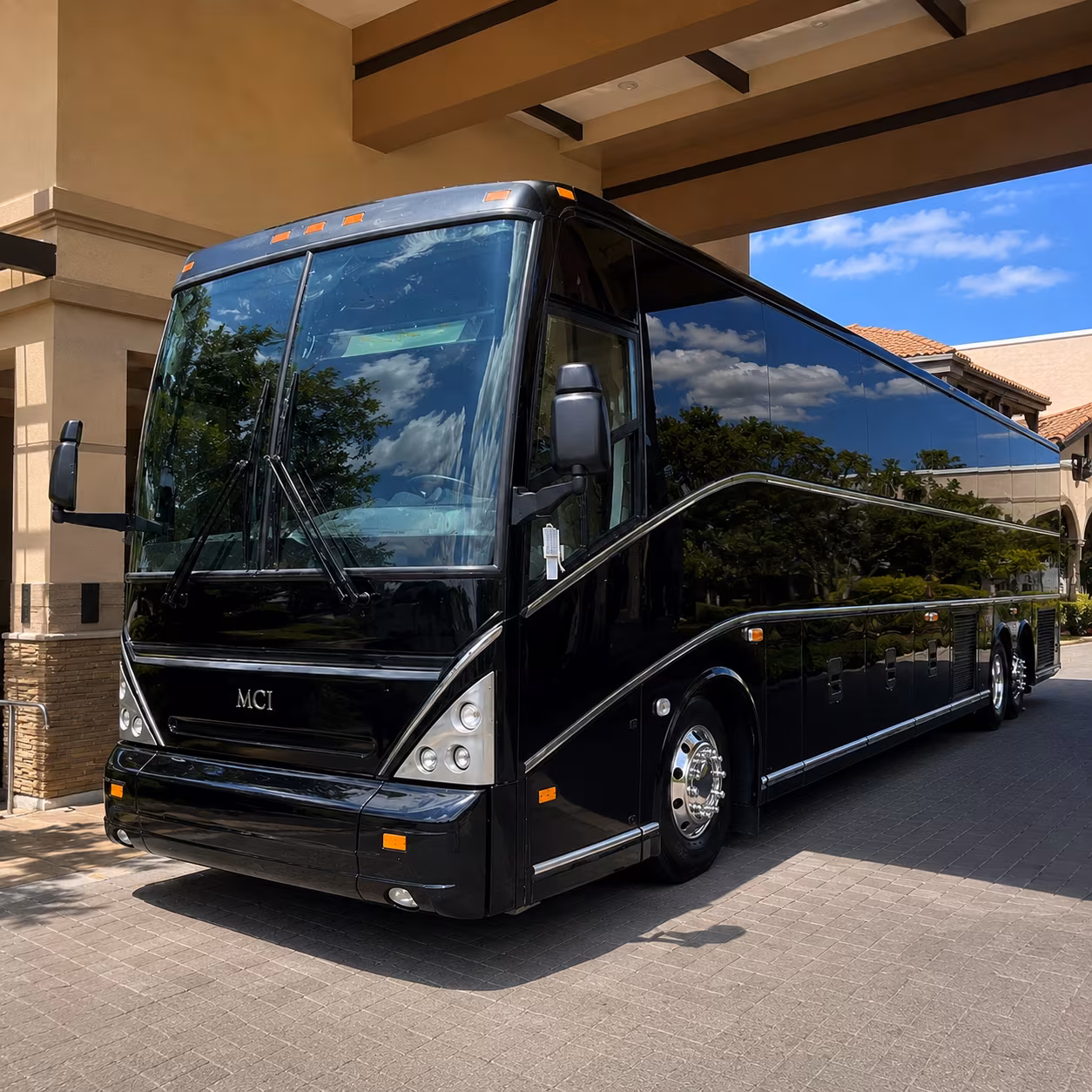 charter buses for outdoor ceremony venues across the high desert