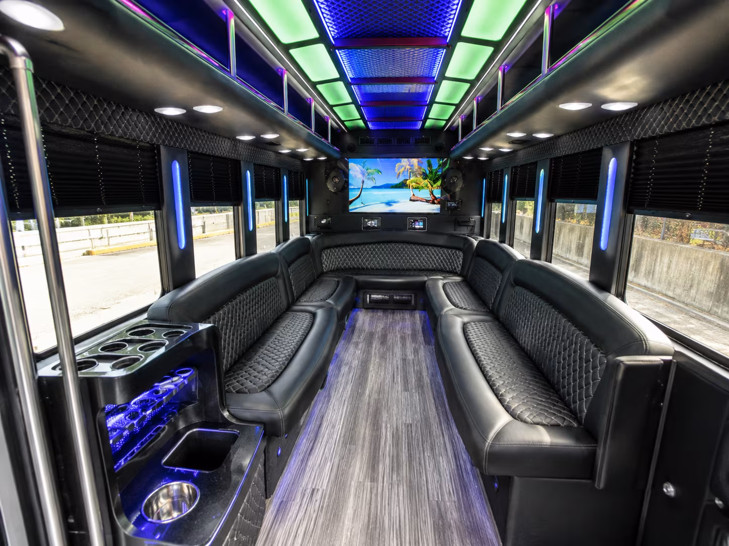 victorville 18 passenger party bus inside